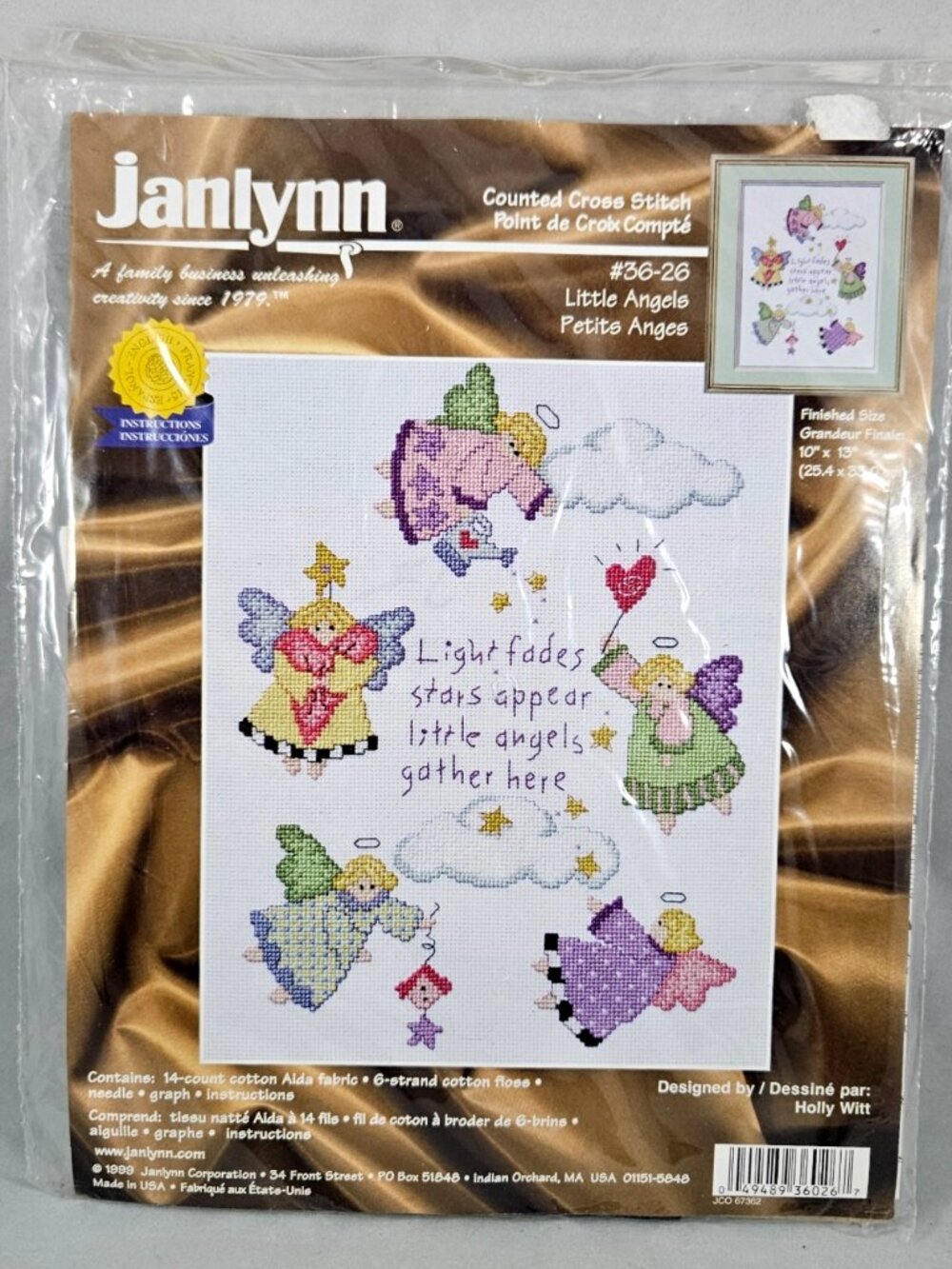 Janlynn Counted Cross Stitch Kit 36-26 Little Angels 1999 Holly Witt 10x13 Vtg